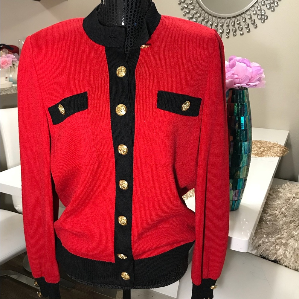 St. John Collection Logo Button Cardigan